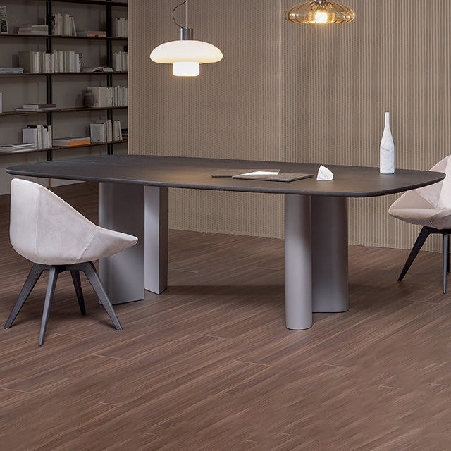 Rectangle Luxury Dining Table Solid Wood Fixed Table with 4 Legs