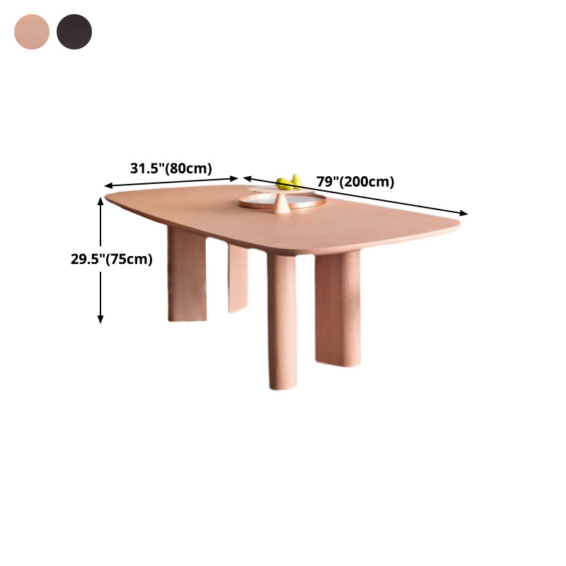 Rectangle Luxury Dining Table Solid Wood Fixed Table with 4 Legs