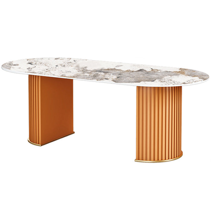 Mesa de comedor ovalada estándar moderna, mesa de comedor de piedra sinterizada para cocina