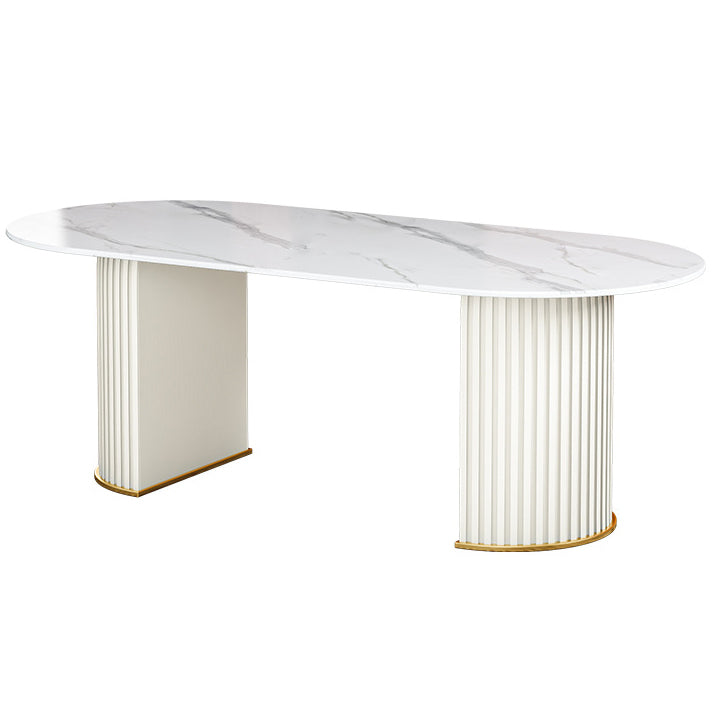 Mesa de comedor ovalada estándar moderna, mesa de comedor de piedra sinterizada para cocina