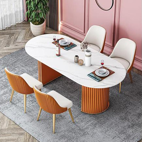 Mesa de comedor ovalada estándar moderna, mesa de comedor de piedra sinterizada para cocina