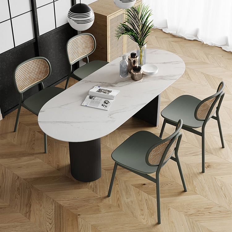 Solid Wood Oval Dining Table Modern Double Pedestal Table for Dining Room