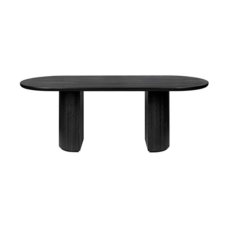 Solid Wood Oval Dining Table Modern Double Pedestal Table for Dining Room