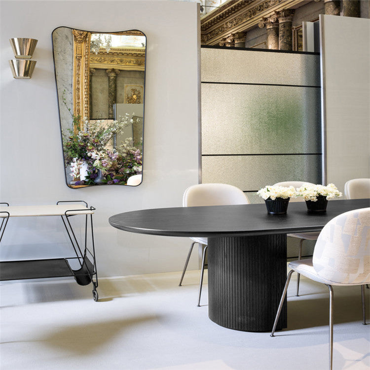 Contemporary Style Furniture Oval Double Pedestal Dining Site Table for Home