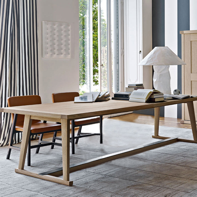 Mesa de comedor rectangular contemporánea de madera maciza, mesa superior de madera para comedor