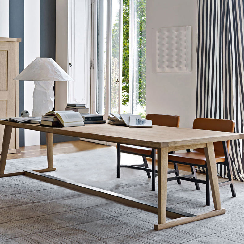 Mesa de comedor rectangular contemporánea de madera maciza, mesa superior de madera para comedor