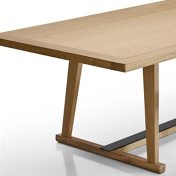Mesa de comedor rectangular contemporánea de madera maciza, mesa superior de madera para comedor