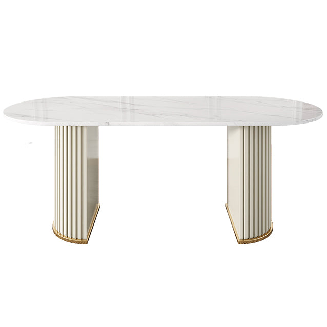 Minimalistische ovale witte eettafel Standaard eettafel van gesinterd steen voor keuken