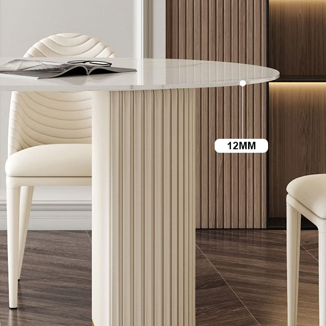 Minimalistische ovale witte eettafel Standaard eettafel van gesinterd steen voor keuken