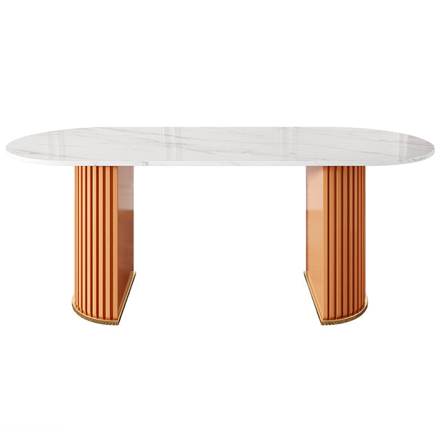 Minimalistische ovale witte eettafel Standaard eettafel van gesinterd steen voor keuken
