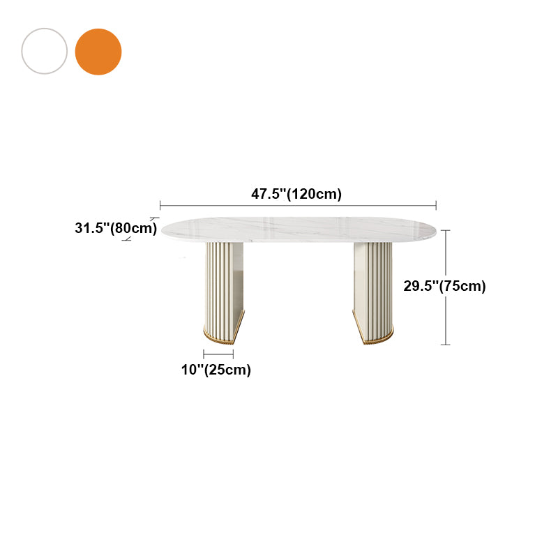 Minimalistische ovale witte eettafel Standaard eettafel van gesinterd steen voor keuken
