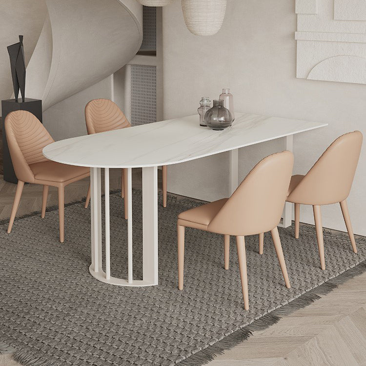 Modern Irregular Sintered Stone Dining Table White Standard Dining Table for Kitchen