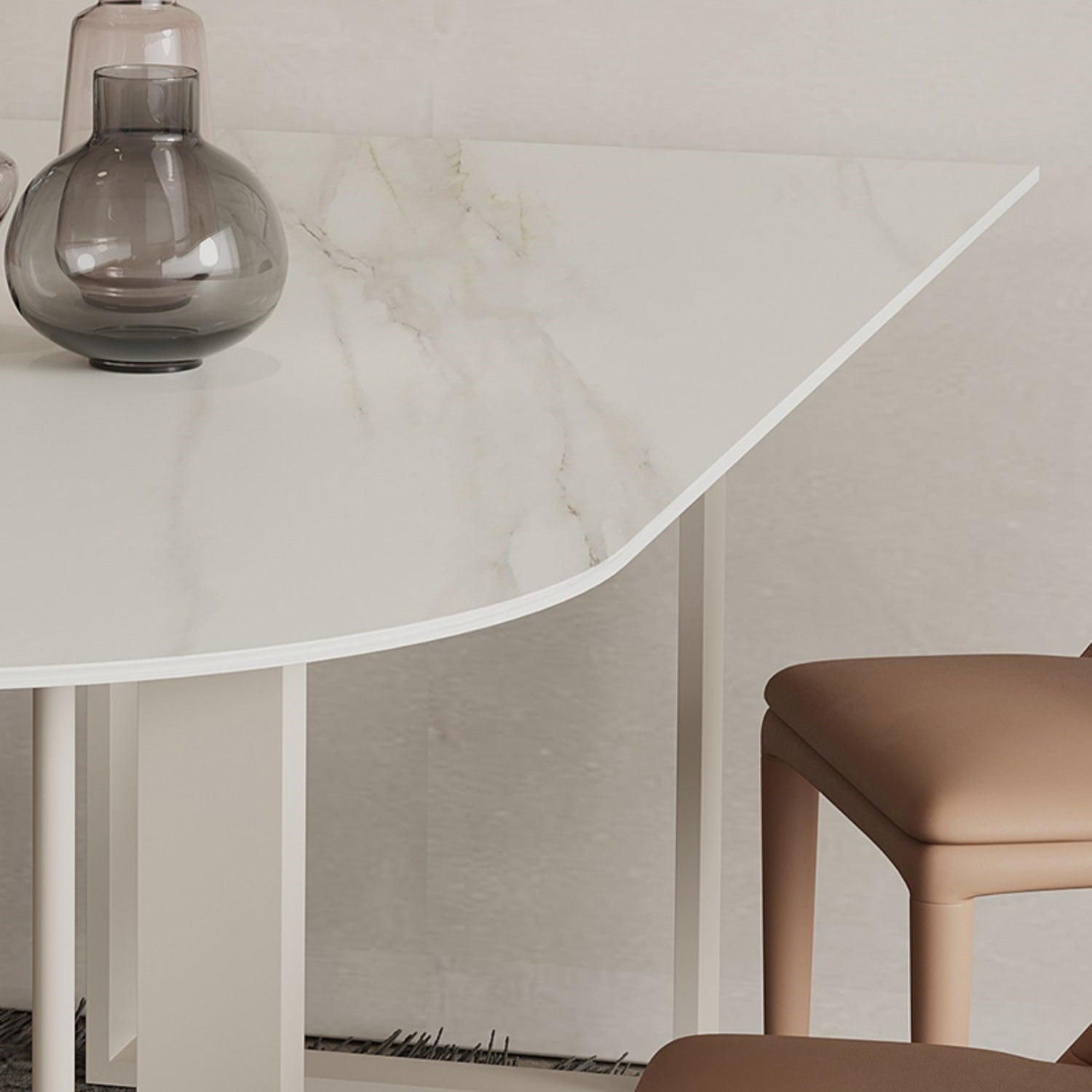 Modern Irregular Sintered Stone Dining Table White Standard Dining Table for Kitchen