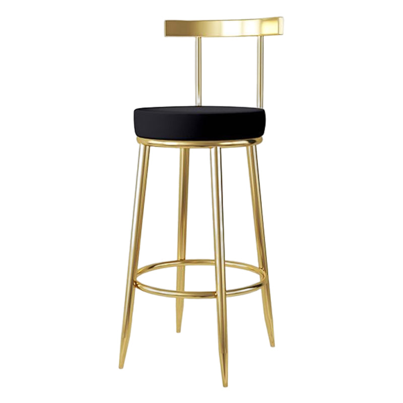 Taburete de bar estilo Glam, patas de metal, asiento redondo, taburete de bar con reposapiés para cocina