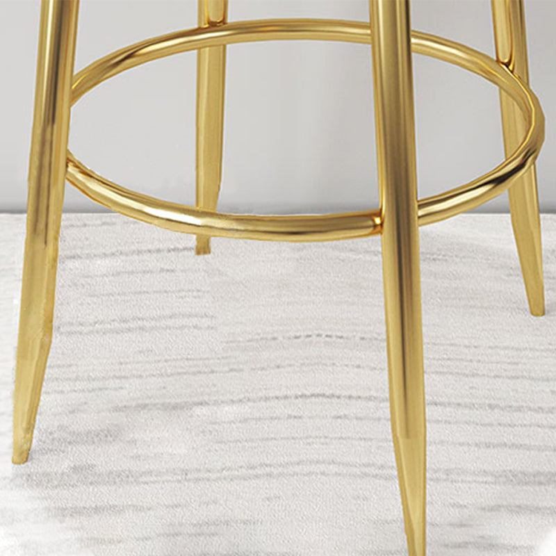 Taburete de bar estilo Glam, patas de metal, asiento redondo, taburete de bar con reposapiés para cocina