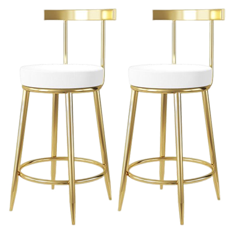 Taburete de bar estilo Glam, patas de metal, asiento redondo, taburete de bar con reposapiés para cocina