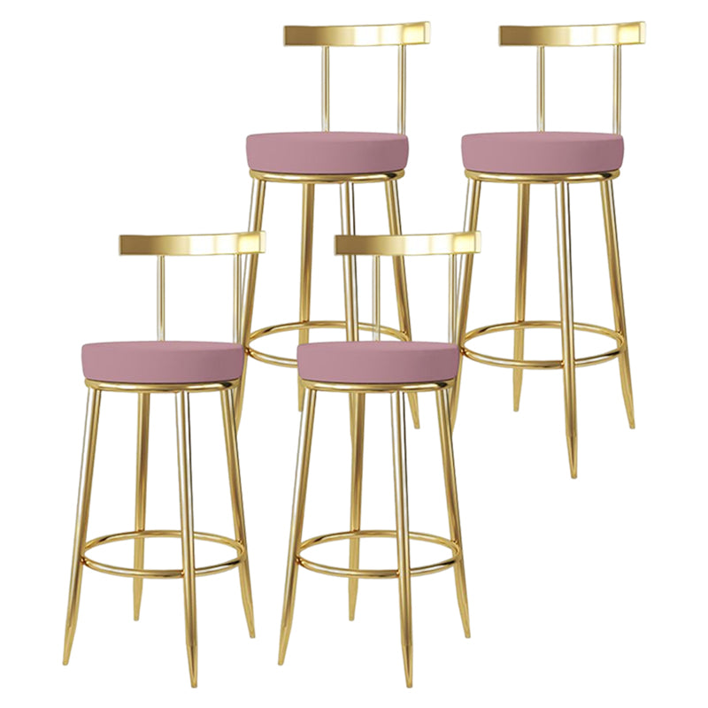 Taburete de bar estilo Glam, patas de metal, asiento redondo, taburete de bar con reposapiés para cocina