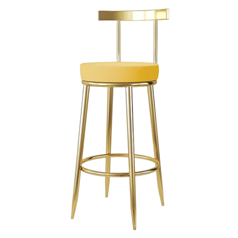Taburete de bar estilo Glam, patas de metal, asiento redondo, taburete de bar con reposapiés para cocina