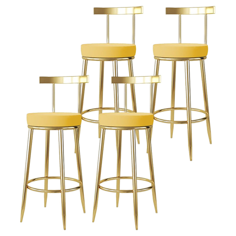 Taburete de bar estilo Glam, patas de metal, asiento redondo, taburete de bar con reposapiés para cocina