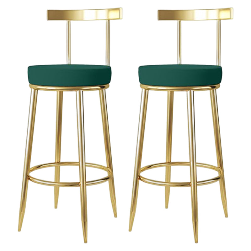 Taburete de bar estilo Glam, patas de metal, asiento redondo, taburete de bar con reposapiés para cocina