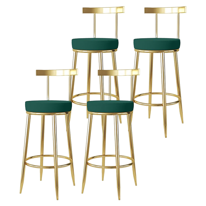 Taburete de bar estilo Glam, patas de metal, asiento redondo, taburete de bar con reposapiés para cocina