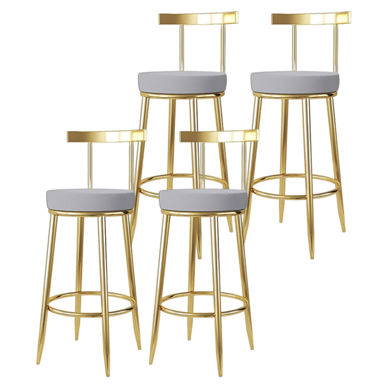 Taburete de bar estilo Glam, patas de metal, asiento redondo, taburete de bar con reposapiés para cocina