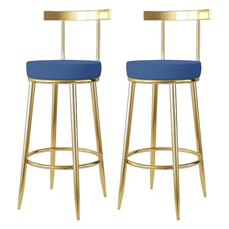 Taburete de bar estilo Glam, patas de metal, asiento redondo, taburete de bar con reposapiés para cocina