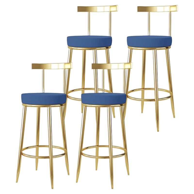Taburete de bar estilo Glam, patas de metal, asiento redondo, taburete de bar con reposapiés para cocina