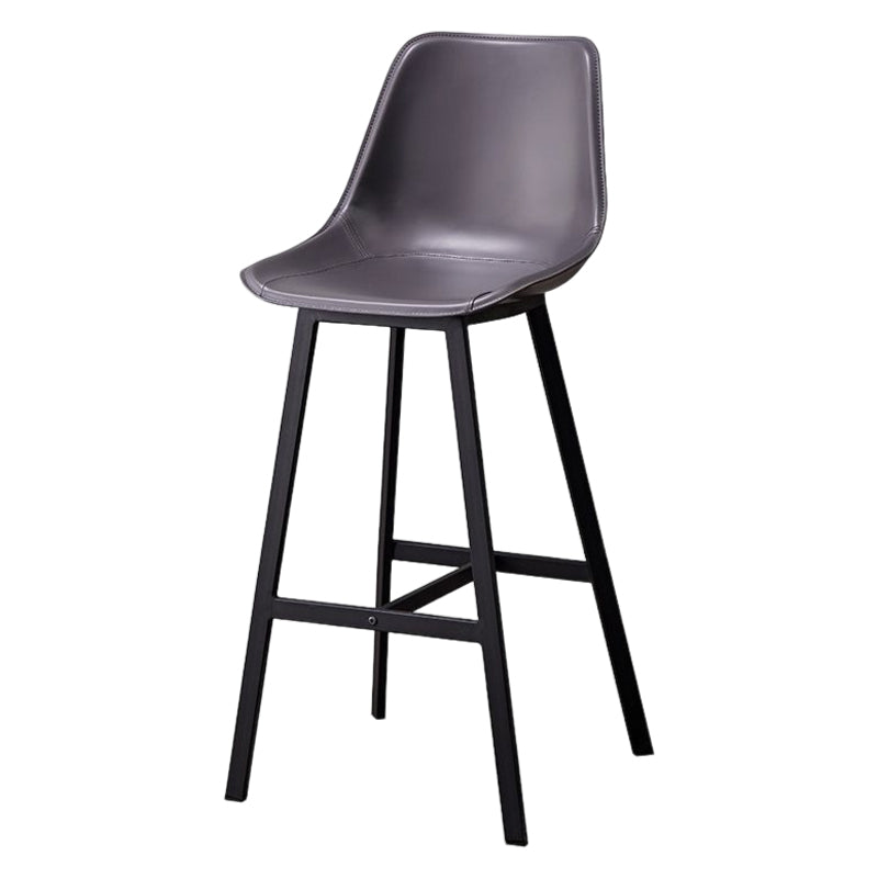 Modern Style Bar-stool Metal Legs with Footrest Leather Bucket Seat for Kitchen Bar