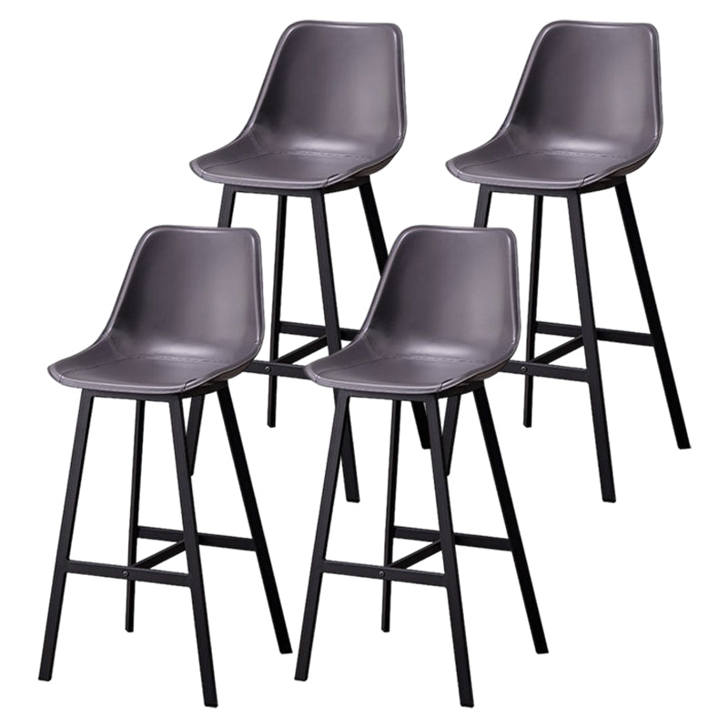 Modern Style Bar-stool Metal Legs with Footrest Leather Bucket Seat for Kitchen Bar