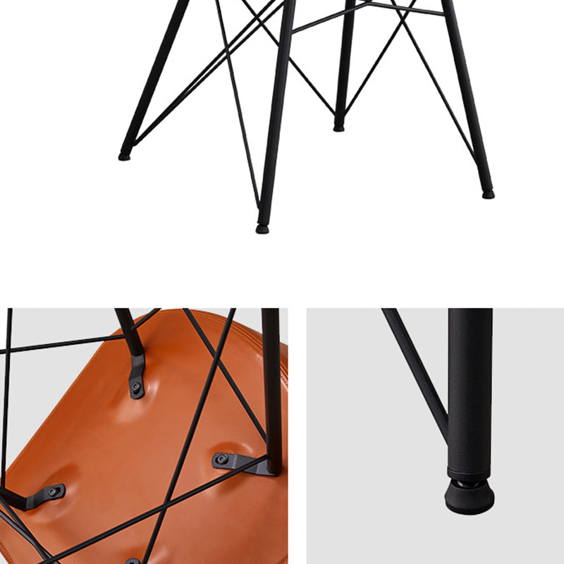 Modern Style Bar-stool Metal Legs with Footrest Leather Bucket Seat for Kitchen Bar