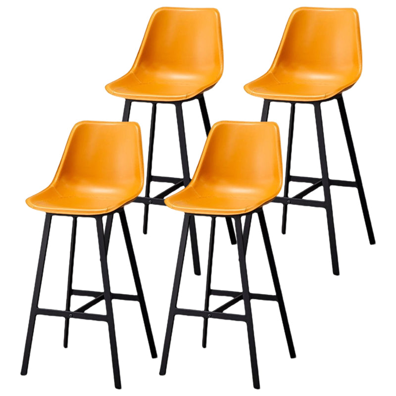 Modern Style Bar-stool Metal Legs with Footrest Leather Bucket Seat for Kitchen Bar