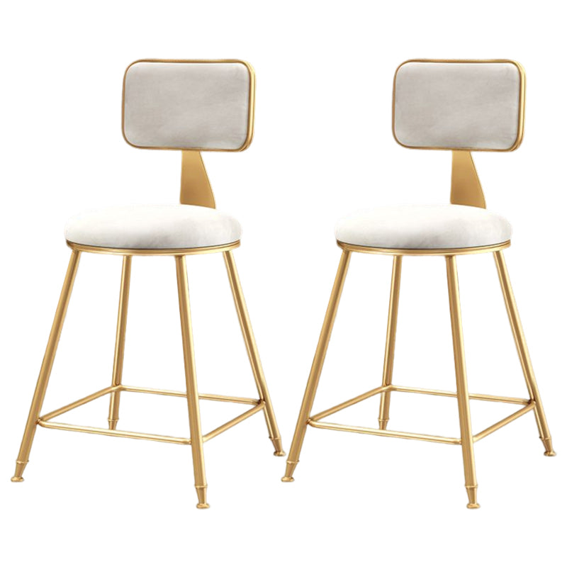 Glam Style Bar-stool Metal Legs Round Velvet Seat Barstool for Kitchen