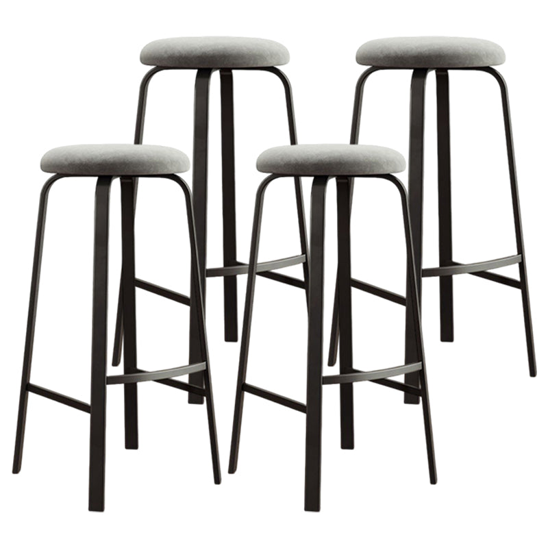 Modern Style Bar-stool Round Seat Barstool with Footrest and Metal Base