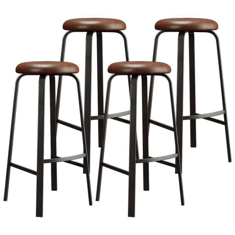 Modern Style Bar-stool Round Seat Barstool with Footrest and Metal Base