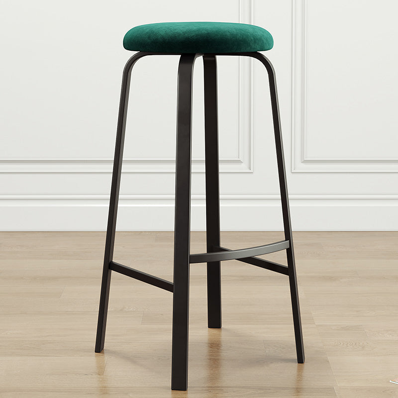 Modern Style Bar-stool Round Seat Barstool with Footrest and Metal Base