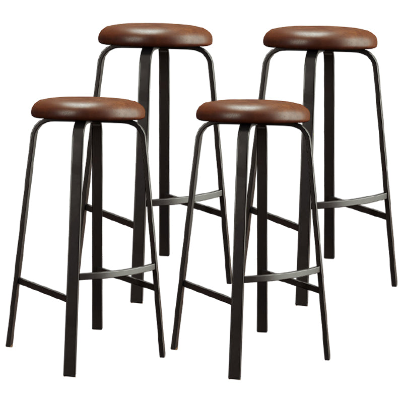 Modern Style Bar-stool Round Seat Barstool with Footrest and Metal Base