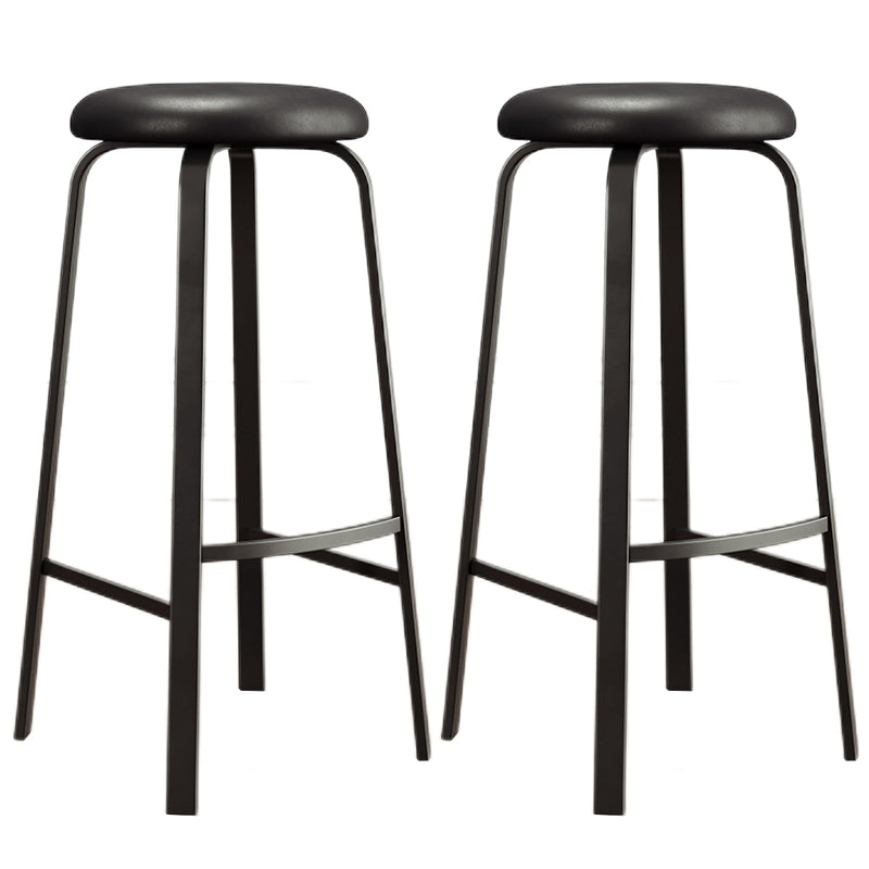 Modern Style Bar-stool Round Seat Barstool with Footrest and Metal Base