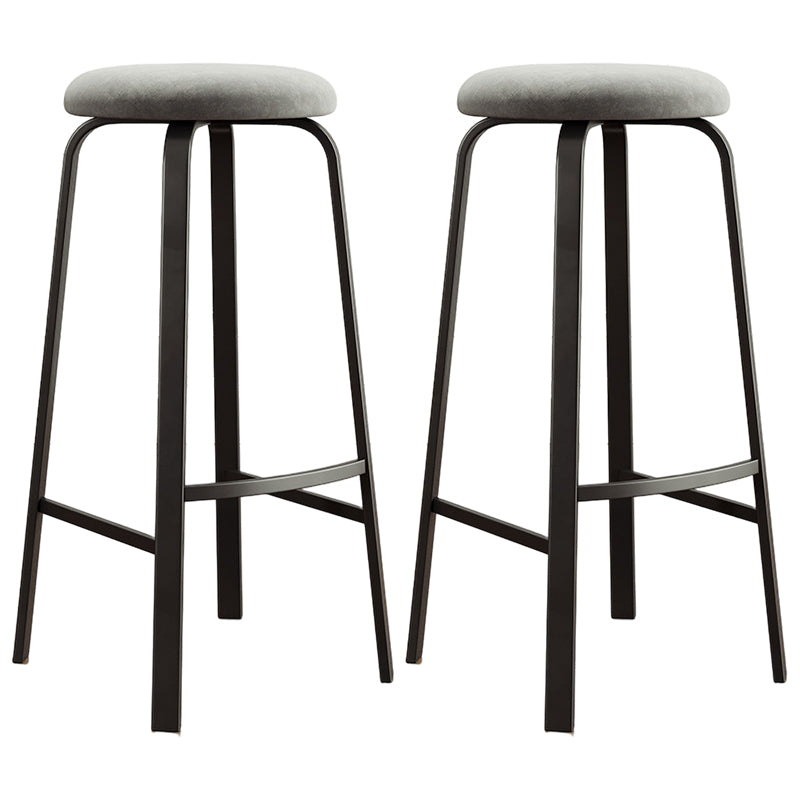 Modern Style Bar-stool Round Seat Barstool with Footrest and Metal Base