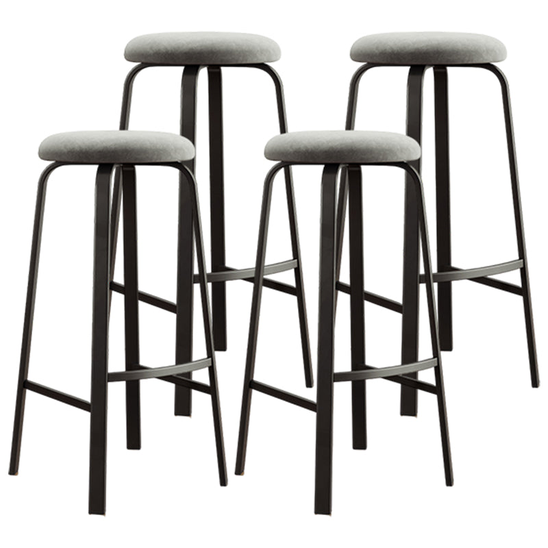 Modern Style Bar-stool Round Seat Barstool with Footrest and Metal Base