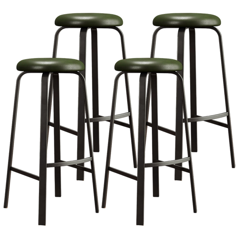 Modern Style Bar-stool Round Seat Barstool with Footrest and Metal Base