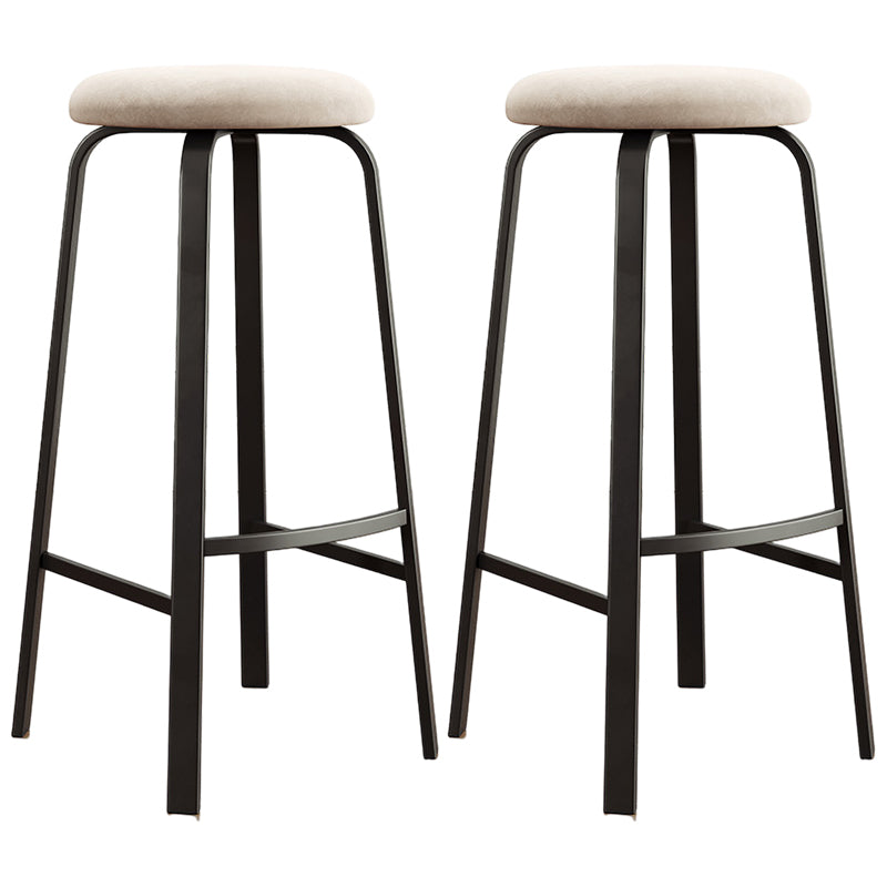 Modern Style Bar-stool Round Seat Barstool with Footrest and Metal Base