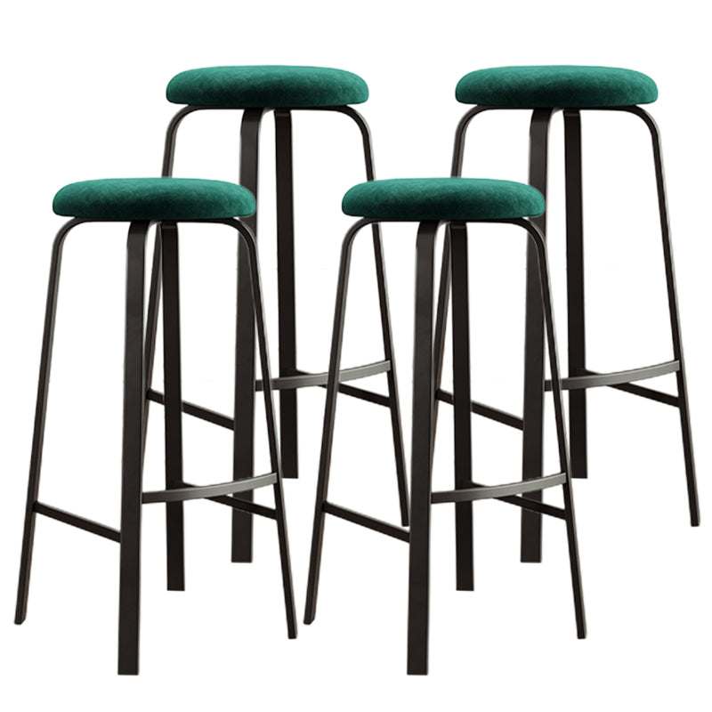 Modern Style Bar-stool Round Seat Barstool with Footrest and Metal Base