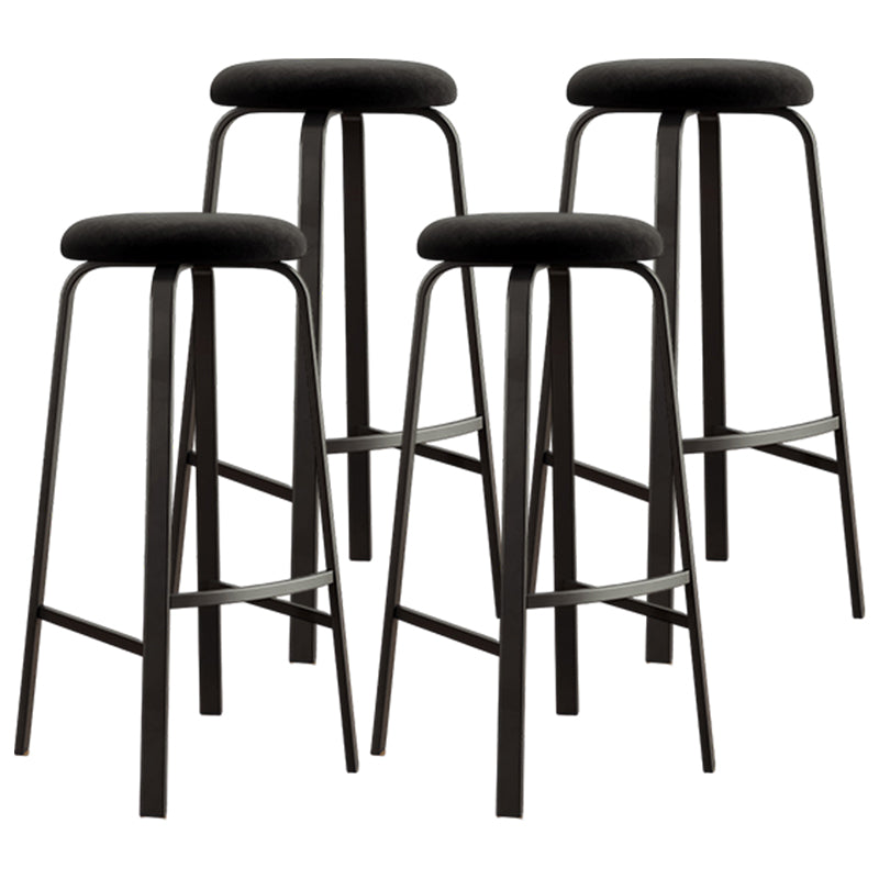 Modern Style Bar-stool Round Seat Barstool with Footrest and Metal Base