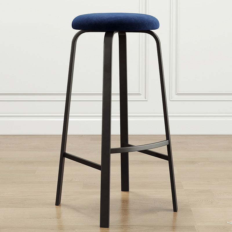 Modern Style Bar-stool Round Seat Barstool with Footrest and Metal Base