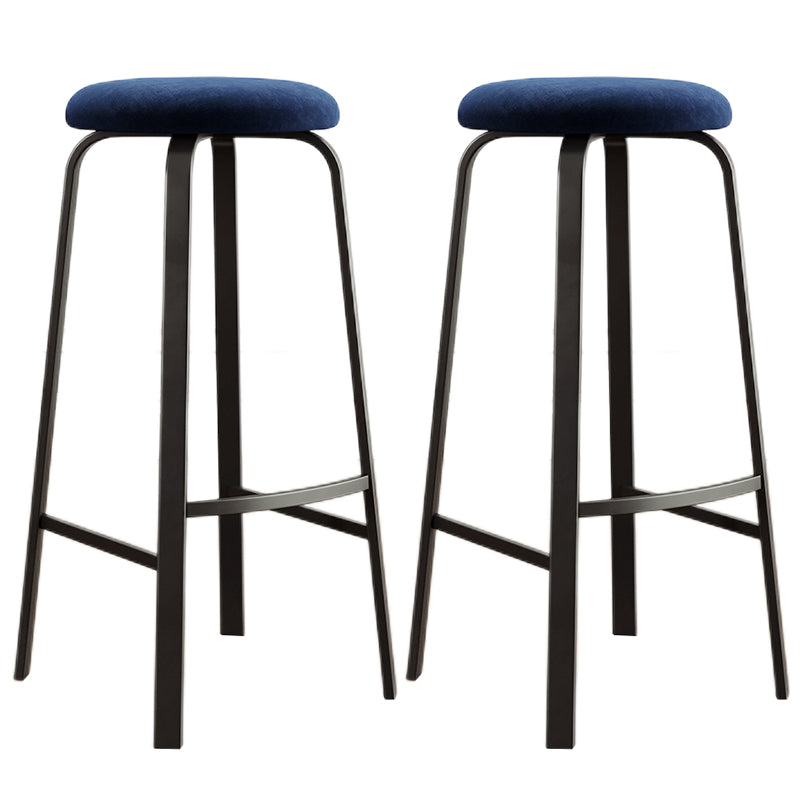Modern Style Bar-stool Round Seat Barstool with Footrest and Metal Base