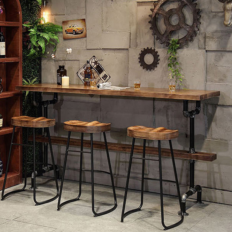 Wood Top Water Pipe Frame Counter Table Industrial 42-inch Height Table for Dinning Room