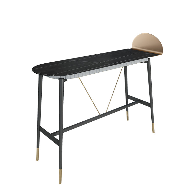 Industrial Style Iron Bar Table Faux Marble Top 41.3"H Bistro Table with Footrest