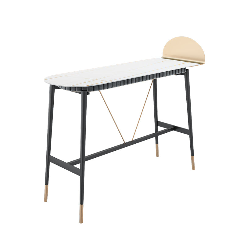 Industrial Style Iron Bar Table Faux Marble Top 41.3"H Bistro Table with Footrest