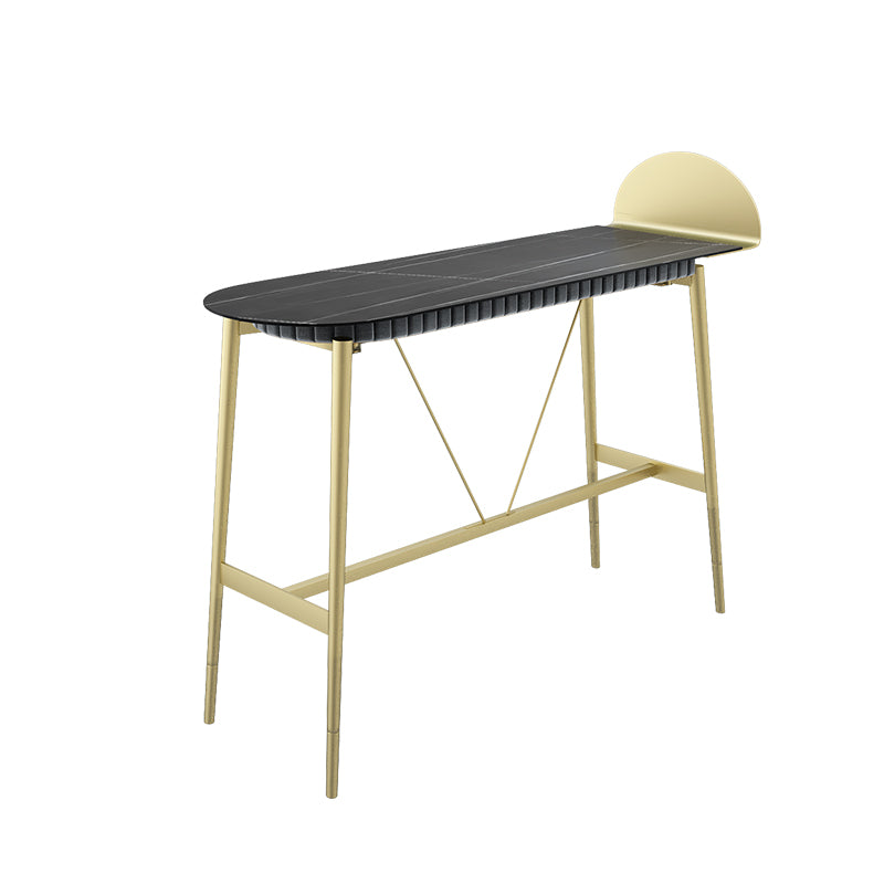 Industrial Style Iron Bar Table Faux Marble Top 41.3"H Bistro Table with Footrest
